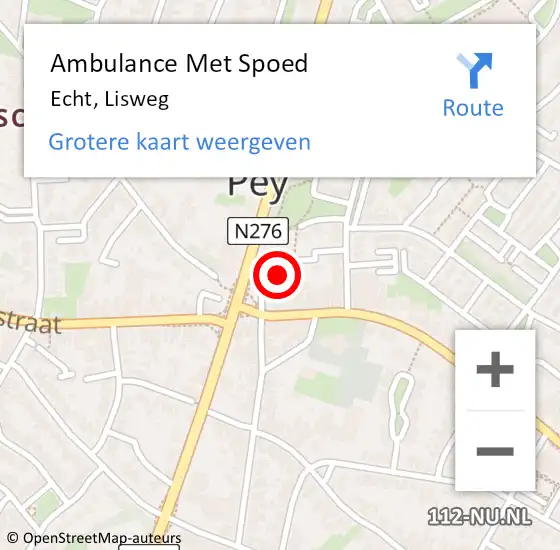 Locatie op kaart van de 112 melding: Ambulance Met Spoed Naar Echt, Lisweg op 29 september 2021 12:09