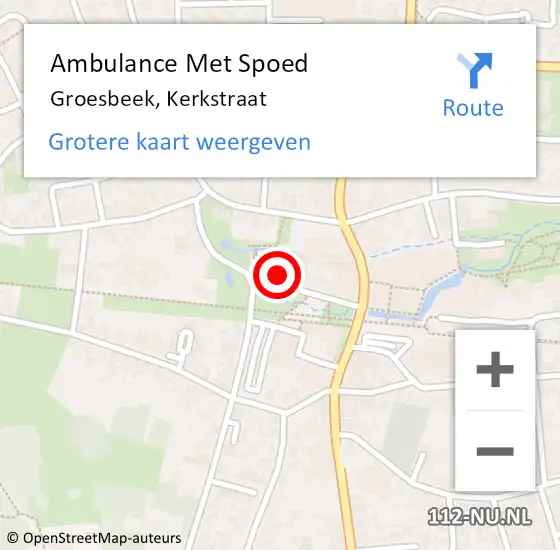 Locatie op kaart van de 112 melding: Ambulance Met Spoed Naar Groesbeek, Kerkstraat op 29 september 2021 12:14