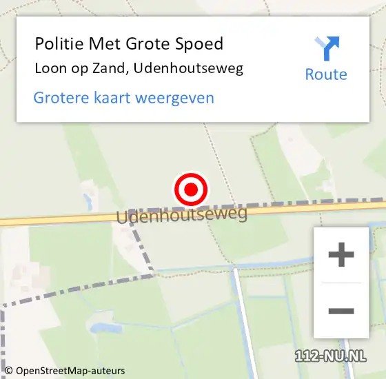 Locatie op kaart van de 112 melding: Politie Met Grote Spoed Naar Loon op Zand, Udenhoutseweg op 29 september 2021 12:58