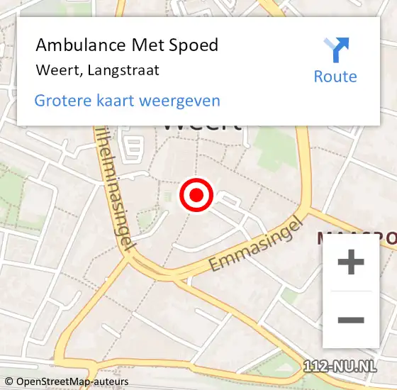 Locatie op kaart van de 112 melding: Ambulance Met Spoed Naar Weert, Langstraat op 29 september 2021 13:21