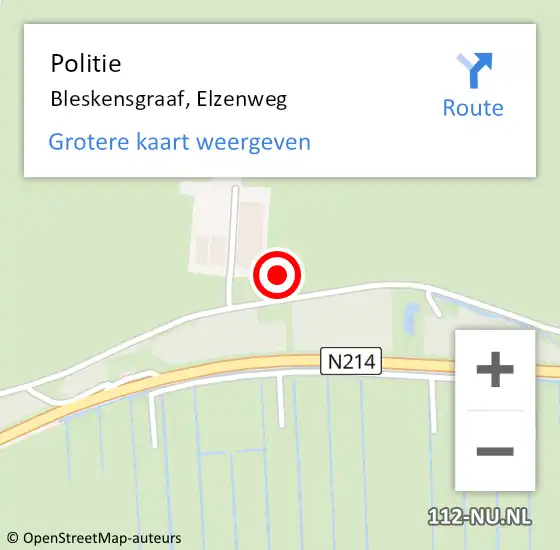 Locatie op kaart van de 112 melding: Politie Bleskensgraaf, Elzenweg op 29 september 2021 13:32