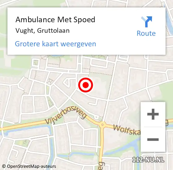 Locatie op kaart van de 112 melding: Ambulance Met Spoed Naar Vught, Gruttolaan op 24 juni 2014 13:08