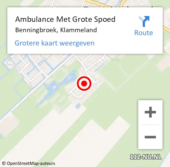 Locatie op kaart van de 112 melding: Ambulance Met Grote Spoed Naar Benningbroek, Klammeland op 29 september 2021 13:47