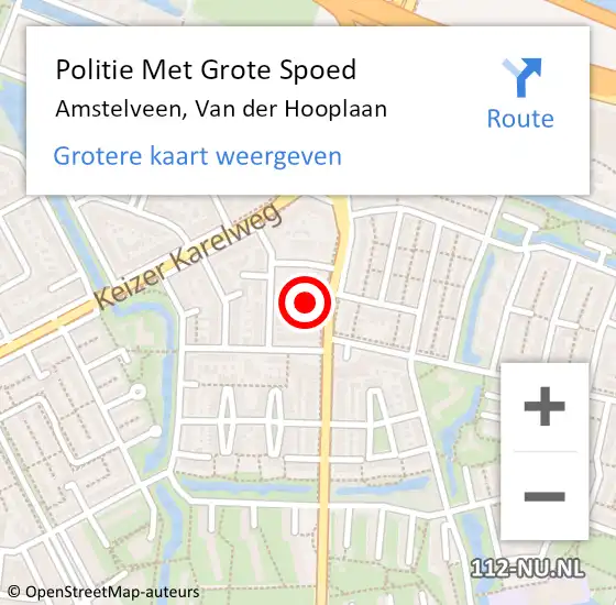 Locatie op kaart van de 112 melding: Politie Met Grote Spoed Naar Amstelveen, Van der Hooplaan op 29 september 2021 13:49