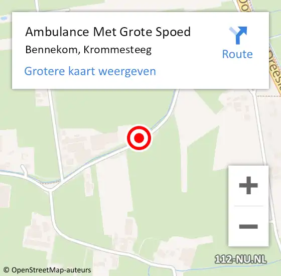 Locatie op kaart van de 112 melding: Ambulance Met Grote Spoed Naar Bennekom, Krommesteeg op 29 september 2021 13:49