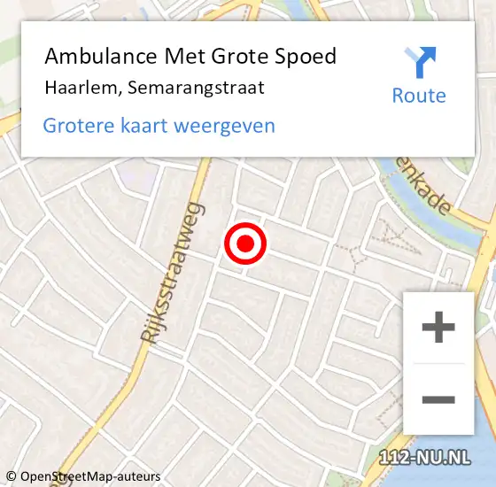 Locatie op kaart van de 112 melding: Ambulance Met Grote Spoed Naar Haarlem, Semarangstraat op 29 september 2021 14:02