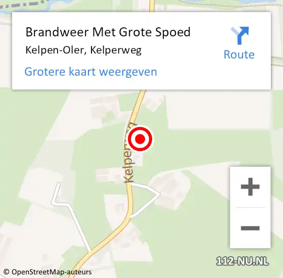 Locatie op kaart van de 112 melding: Brandweer Met Grote Spoed Naar Kelpen-Oler, Kelperweg op 29 september 2021 14:04