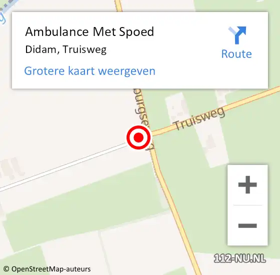 Locatie op kaart van de 112 melding: Ambulance Met Spoed Naar Didam, Truisweg op 29 september 2021 14:18