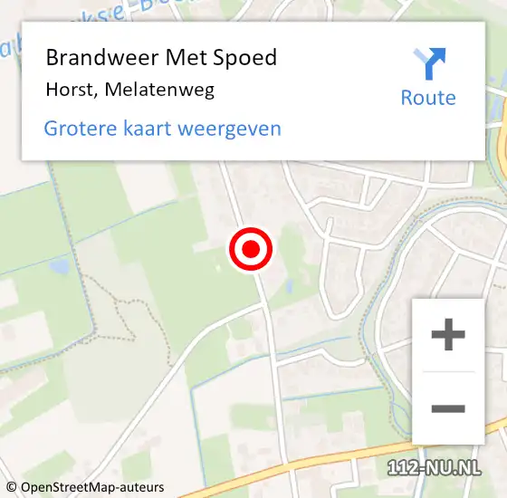 Locatie op kaart van de 112 melding: Brandweer Met Spoed Naar Horst, Melatenweg op 29 september 2021 14:35