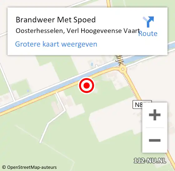 Locatie op kaart van de 112 melding: Brandweer Met Spoed Naar Oosterhesselen, Verl Hoogeveense Vaart op 29 september 2021 14:59