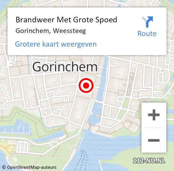 Locatie op kaart van de 112 melding: Brandweer Met Grote Spoed Naar Gorinchem, Weessteeg op 29 september 2021 15:20