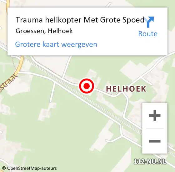 Locatie op kaart van de 112 melding: Trauma helikopter Met Grote Spoed Naar Groessen, Helhoek op 29 september 2021 15:24