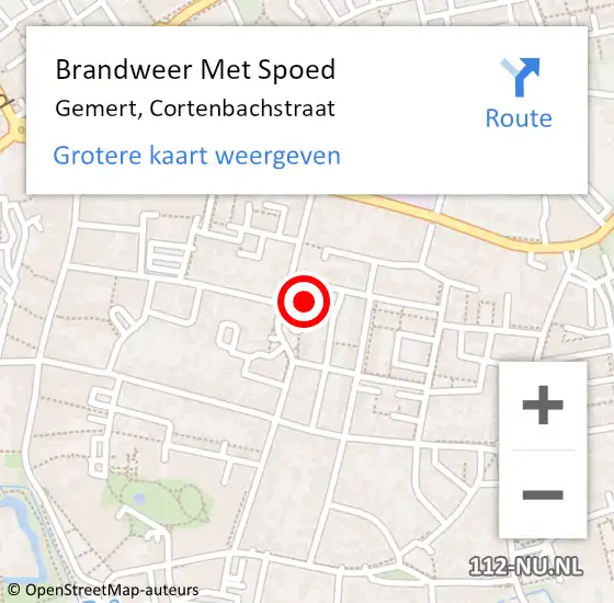 Locatie op kaart van de 112 melding: Brandweer Met Spoed Naar Gemert, Cortenbachstraat op 29 september 2021 15:39