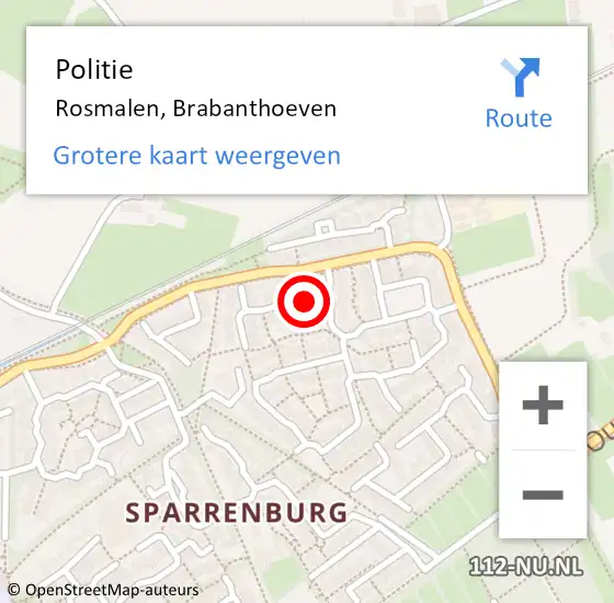 Locatie op kaart van de 112 melding: Politie Rosmalen, Brabanthoeven op 29 september 2021 15:40