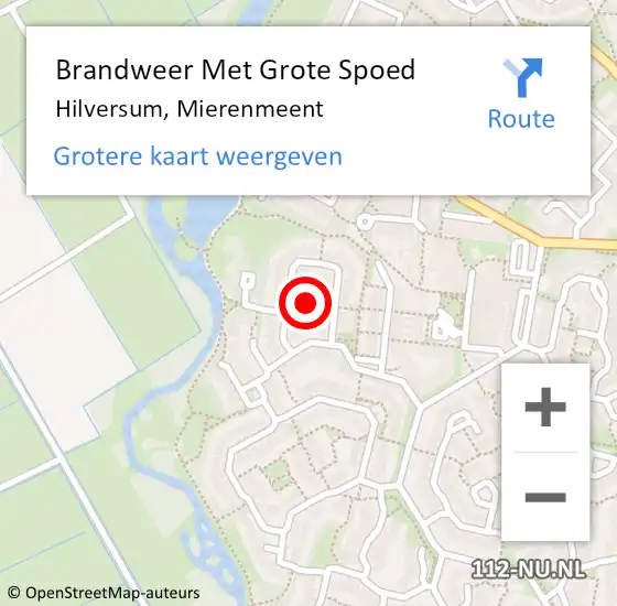 Locatie op kaart van de 112 melding: Brandweer Met Grote Spoed Naar Hilversum, Mierenmeent op 29 september 2021 16:09