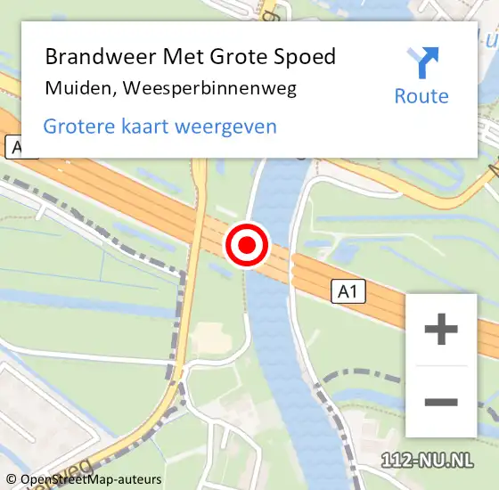 Locatie op kaart van de 112 melding: Brandweer Met Grote Spoed Naar Muiden, Weesperbinnenweg op 29 september 2021 16:12