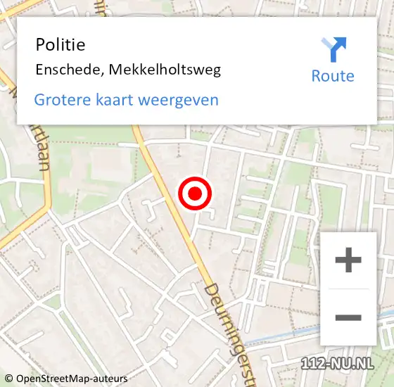 Locatie op kaart van de 112 melding: Politie Enschede, Mekkelholtsweg op 29 september 2021 16:15