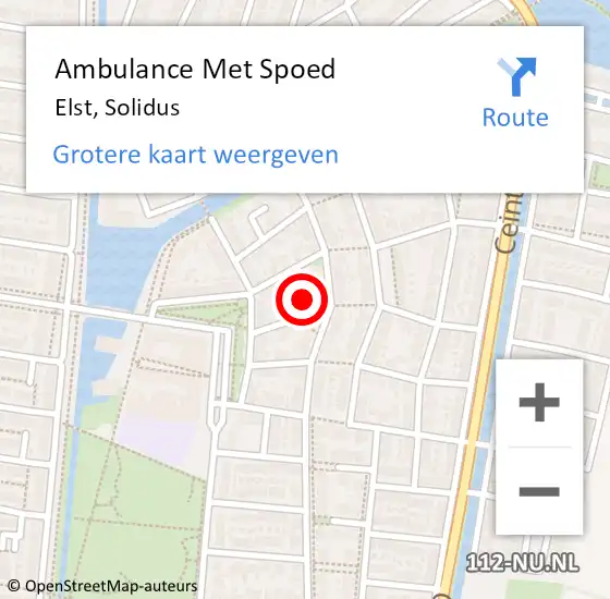 Locatie op kaart van de 112 melding: Ambulance Met Spoed Naar Elst, Solidus op 29 september 2021 16:24