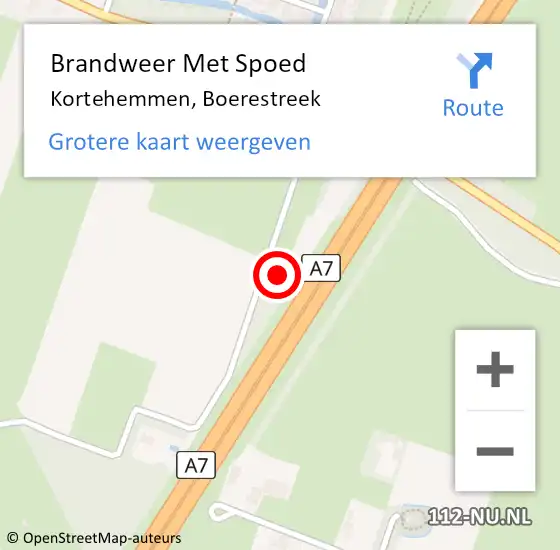 Locatie op kaart van de 112 melding: Brandweer Met Spoed Naar Kortehemmen, Boerestreek op 29 september 2021 16:28