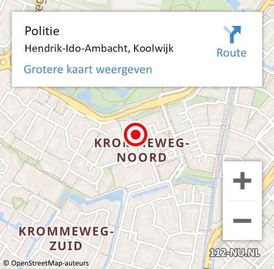Locatie op kaart van de 112 melding: Politie Hendrik-Ido-Ambacht, Koolwijk op 29 september 2021 17:27