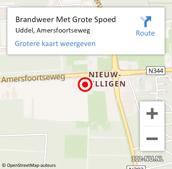 Locatie op kaart van de 112 melding: Brandweer Met Grote Spoed Naar Uddel, Amersfoortseweg op 29 september 2021 17:30