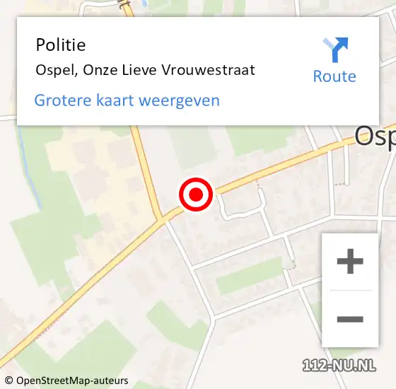 Locatie op kaart van de 112 melding: Politie Ospel, Onze Lieve Vrouwestraat op 29 september 2021 17:35