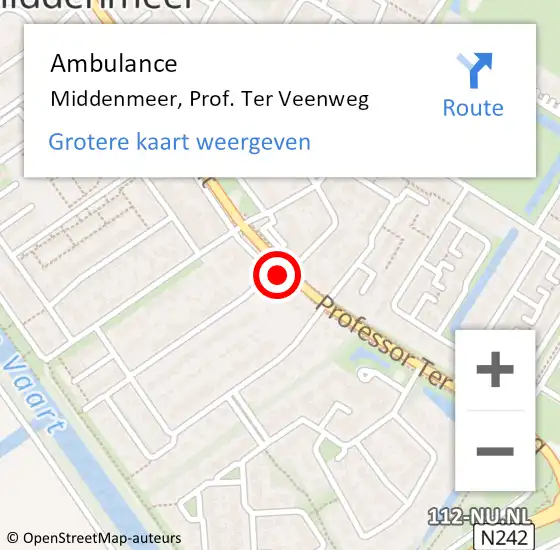 Locatie op kaart van de 112 melding: Ambulance Middenmeer, Prof. Ter Veenweg op 29 september 2021 17:37