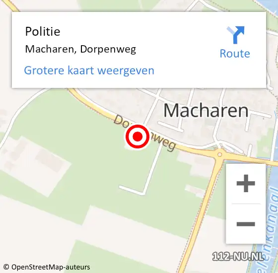 Locatie op kaart van de 112 melding: Politie Macharen, Dorpenweg op 29 september 2021 17:37