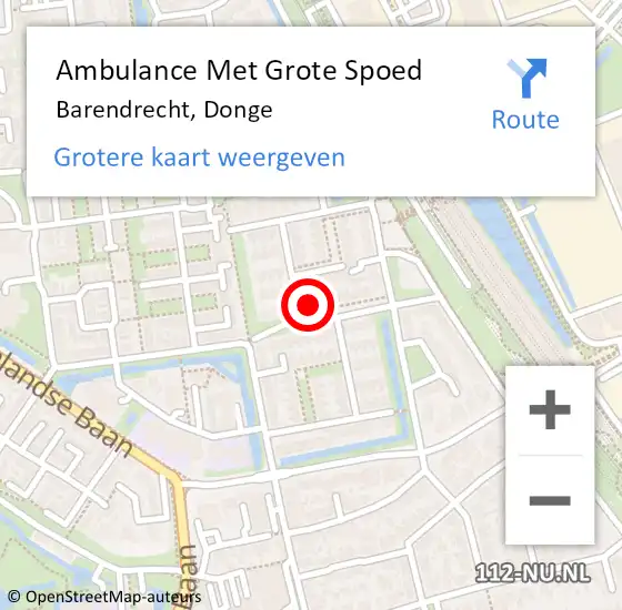 Locatie op kaart van de 112 melding: Ambulance Met Grote Spoed Naar Barendrecht, Donge op 29 september 2021 17:43
