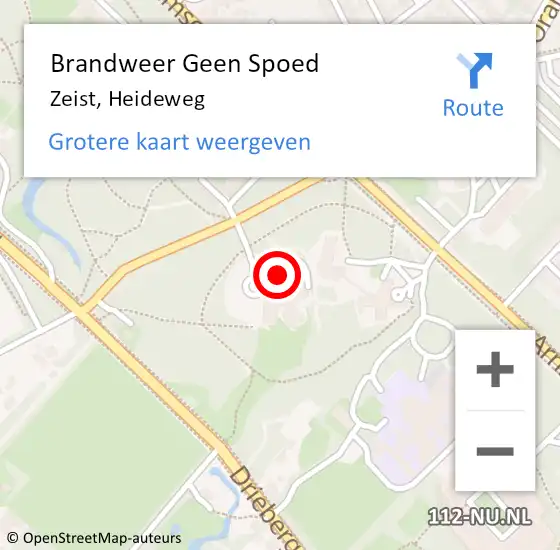 Locatie op kaart van de 112 melding: Brandweer Geen Spoed Naar Zeist, Heideweg op 29 september 2021 17:55