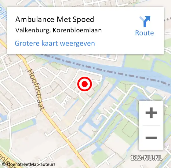 Locatie op kaart van de 112 melding: Ambulance Met Spoed Naar Valkenburg, Korenbloemlaan op 29 september 2021 17:57