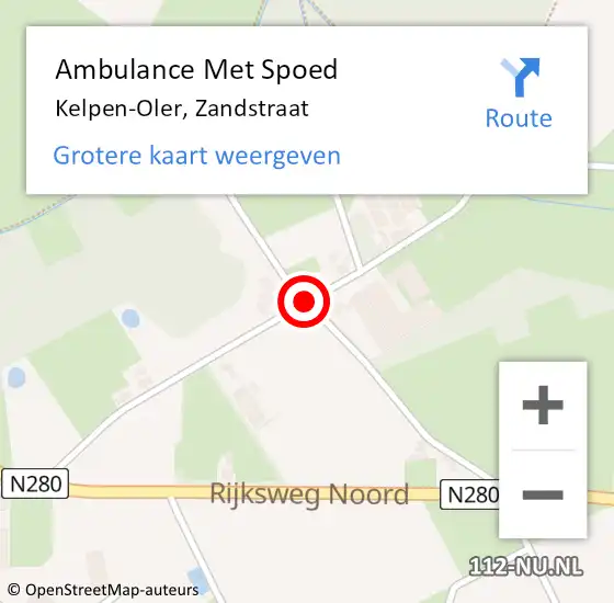 Locatie op kaart van de 112 melding: Ambulance Met Spoed Naar Kelpen-Oler, Zandstraat op 29 september 2021 18:02