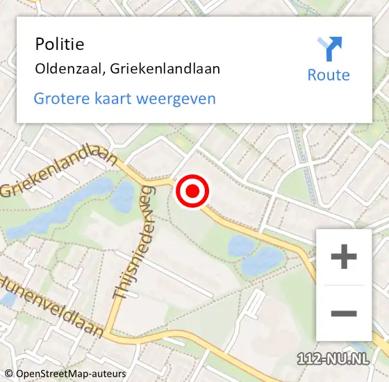 Locatie op kaart van de 112 melding: Politie Oldenzaal, Griekenlandlaan op 29 september 2021 18:03