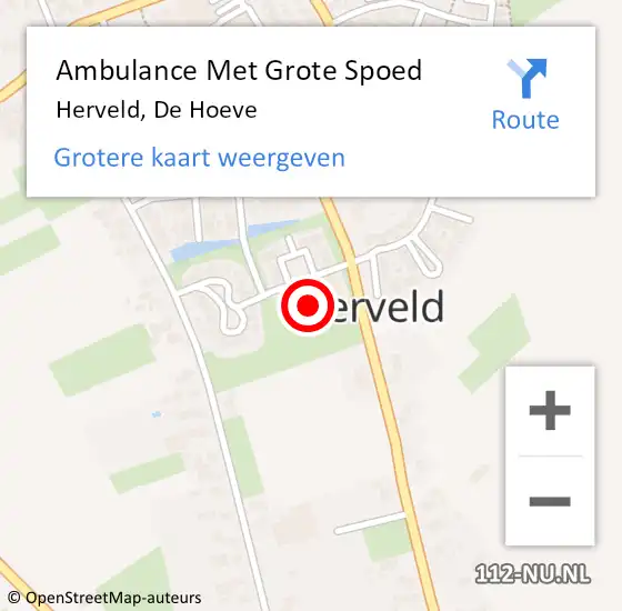 Locatie op kaart van de 112 melding: Ambulance Met Grote Spoed Naar Herveld, De Hoeve op 29 september 2021 18:09