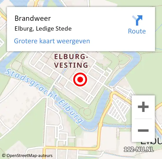 Locatie op kaart van de 112 melding: Brandweer Elburg, Ledige Stede op 29 september 2021 18:12