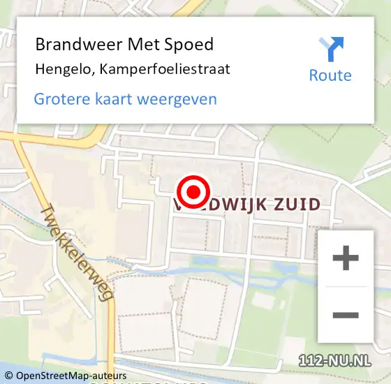 Locatie op kaart van de 112 melding: Brandweer Met Spoed Naar Hengelo, Kamperfoeliestraat op 29 september 2021 18:17