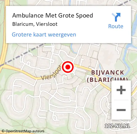 Locatie op kaart van de 112 melding: Ambulance Met Grote Spoed Naar Blaricum, Viersloot op 24 juni 2014 13:34