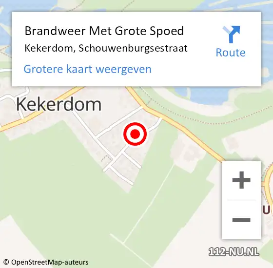 Locatie op kaart van de 112 melding: Brandweer Met Grote Spoed Naar Kekerdom, Schouwenburgsestraat op 29 september 2021 18:52