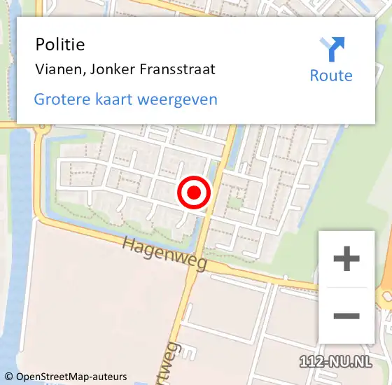 Locatie op kaart van de 112 melding: Politie Vianen, Jonker Fransstraat op 29 september 2021 18:55