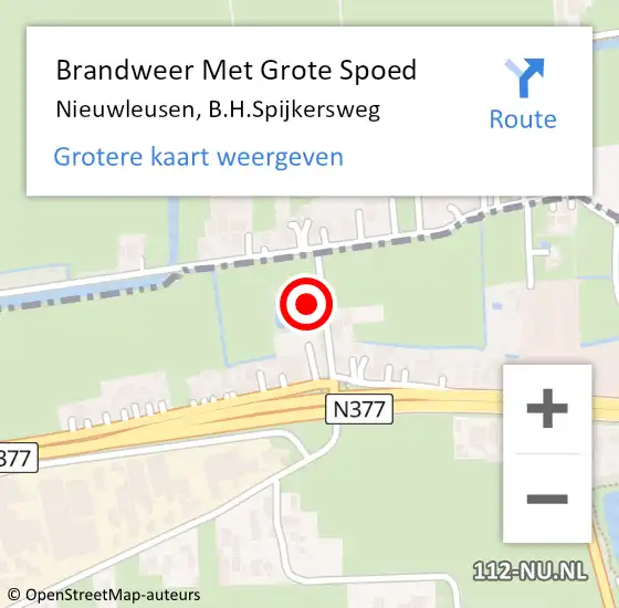 Locatie op kaart van de 112 melding: Brandweer Met Grote Spoed Naar Nieuwleusen, B.H.Spijkersweg op 29 september 2021 19:07