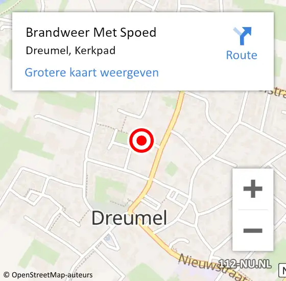 Locatie op kaart van de 112 melding: Brandweer Met Spoed Naar Dreumel, Kerkpad op 29 september 2021 19:07