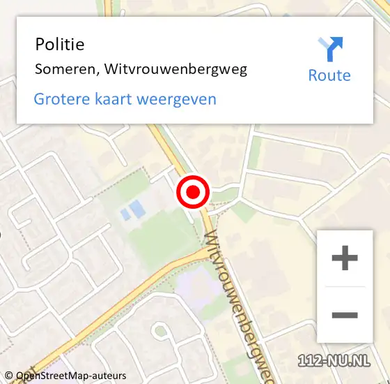 Locatie op kaart van de 112 melding: Politie Someren, Witvrouwenbergweg op 29 september 2021 19:20