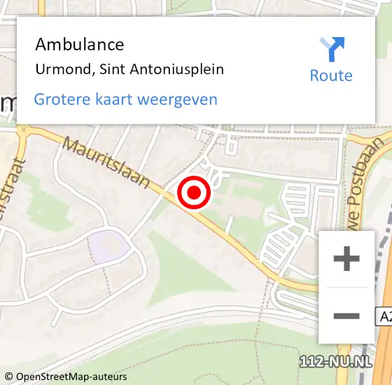 Locatie op kaart van de 112 melding: Ambulance Urmond, Sint Antoniusplein op 24 juni 2014 13:37