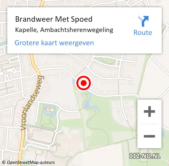 Locatie op kaart van de 112 melding: Brandweer Met Spoed Naar Kapelle, Ambachtsherenwegeling op 29 september 2021 19:51