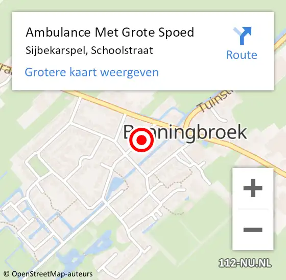 Locatie op kaart van de 112 melding: Ambulance Met Grote Spoed Naar Sijbekarspel, Schoolstraat op 29 september 2021 20:25