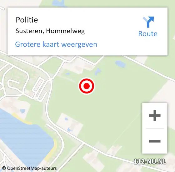 Locatie op kaart van de 112 melding: Politie Susteren, Hommelweg op 29 september 2021 20:43