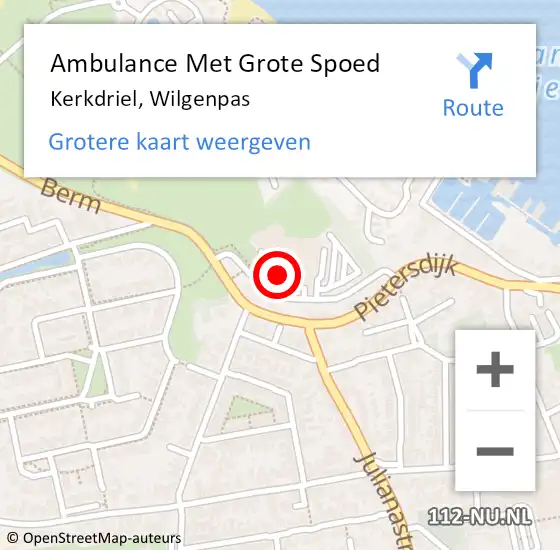 Locatie op kaart van de 112 melding: Ambulance Met Grote Spoed Naar Kerkdriel, Wilgenpas op 29 september 2021 21:09