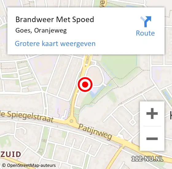 Locatie op kaart van de 112 melding: Brandweer Met Spoed Naar Goes, Oranjeweg op 29 september 2021 21:14