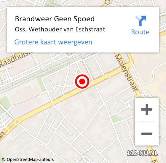 Locatie op kaart van de 112 melding: Brandweer Geen Spoed Naar Oss, Wethouder van Eschstraat op 29 september 2021 21:16