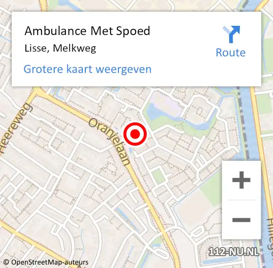 Locatie op kaart van de 112 melding: Ambulance Met Spoed Naar Lisse, Melkweg op 29 september 2021 21:19